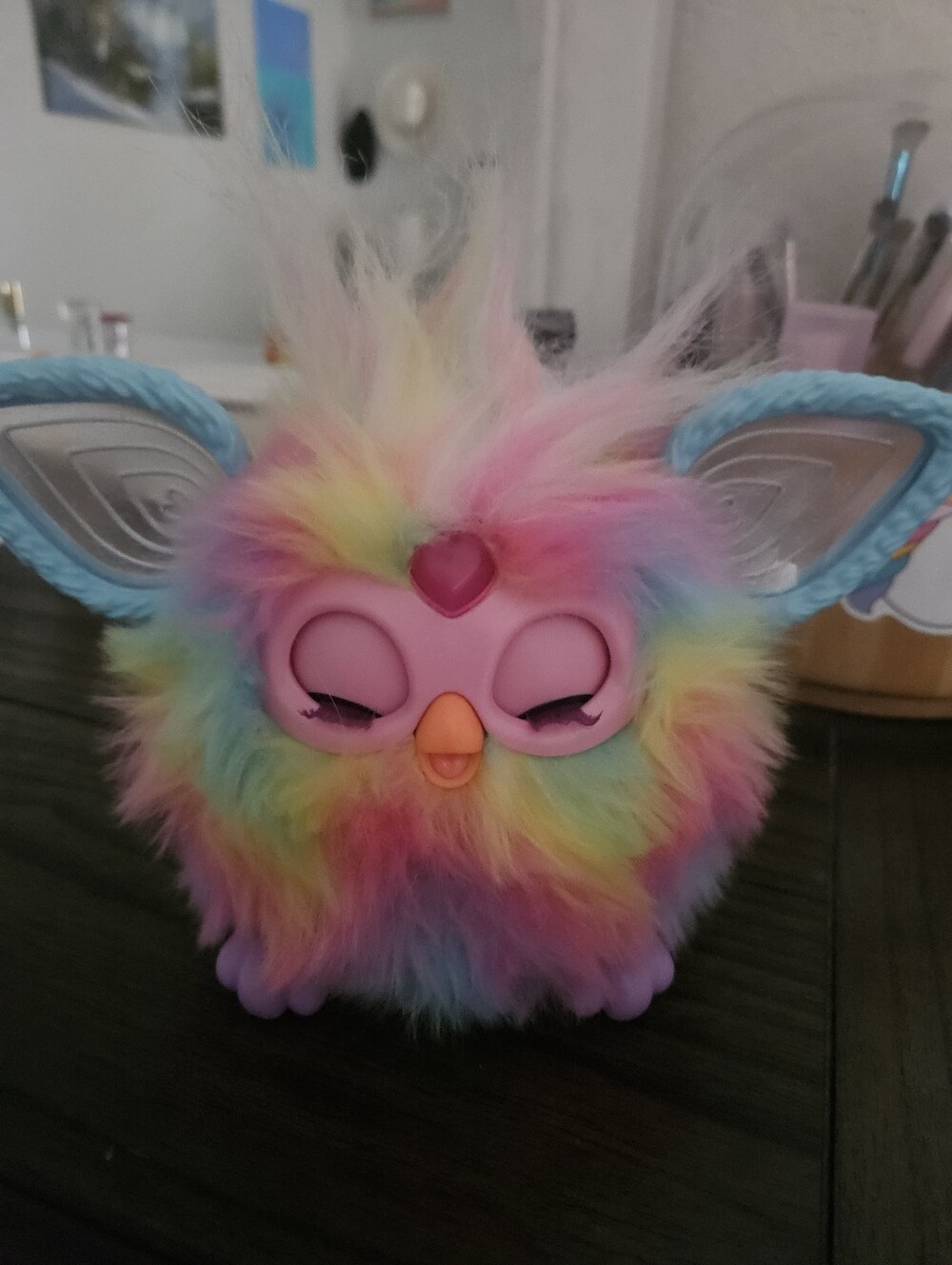 Colorful Plush Interactive Small Pet Toy - Rainbow Pink